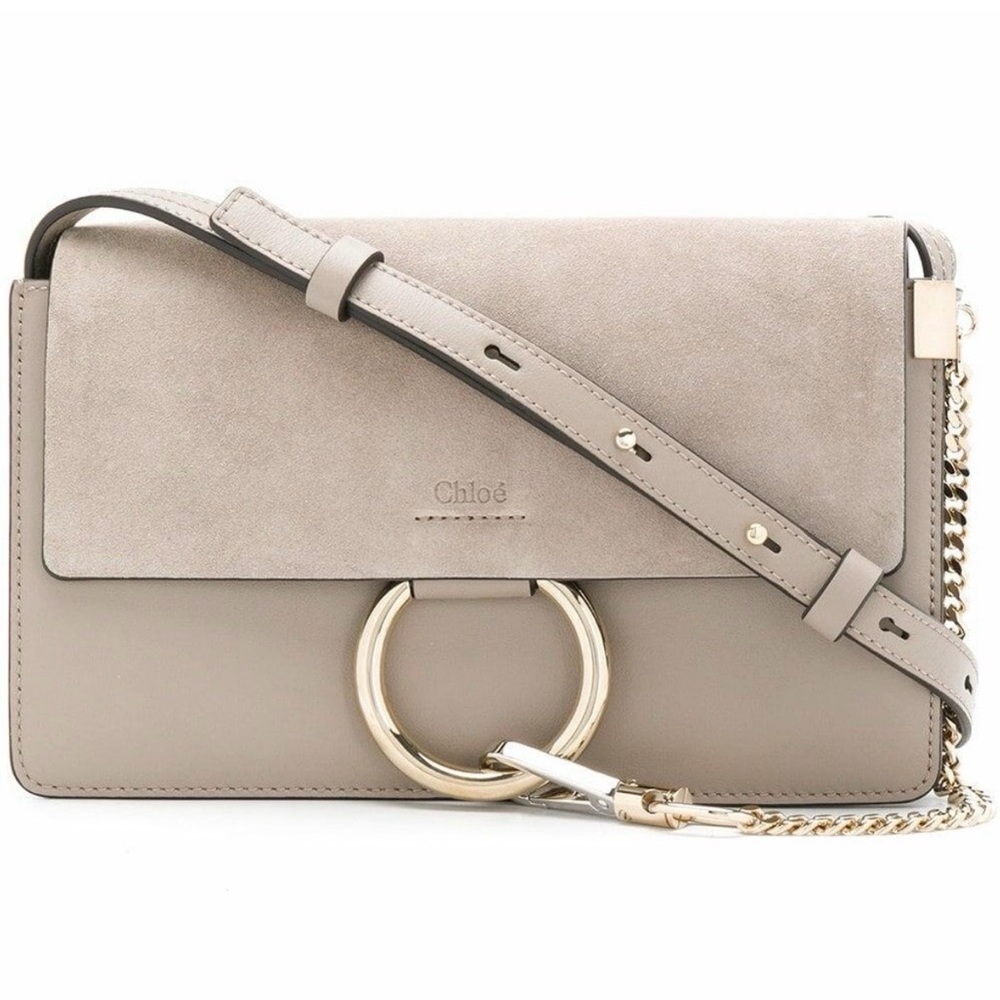 Chloe leather suede crossbody bag in beige
